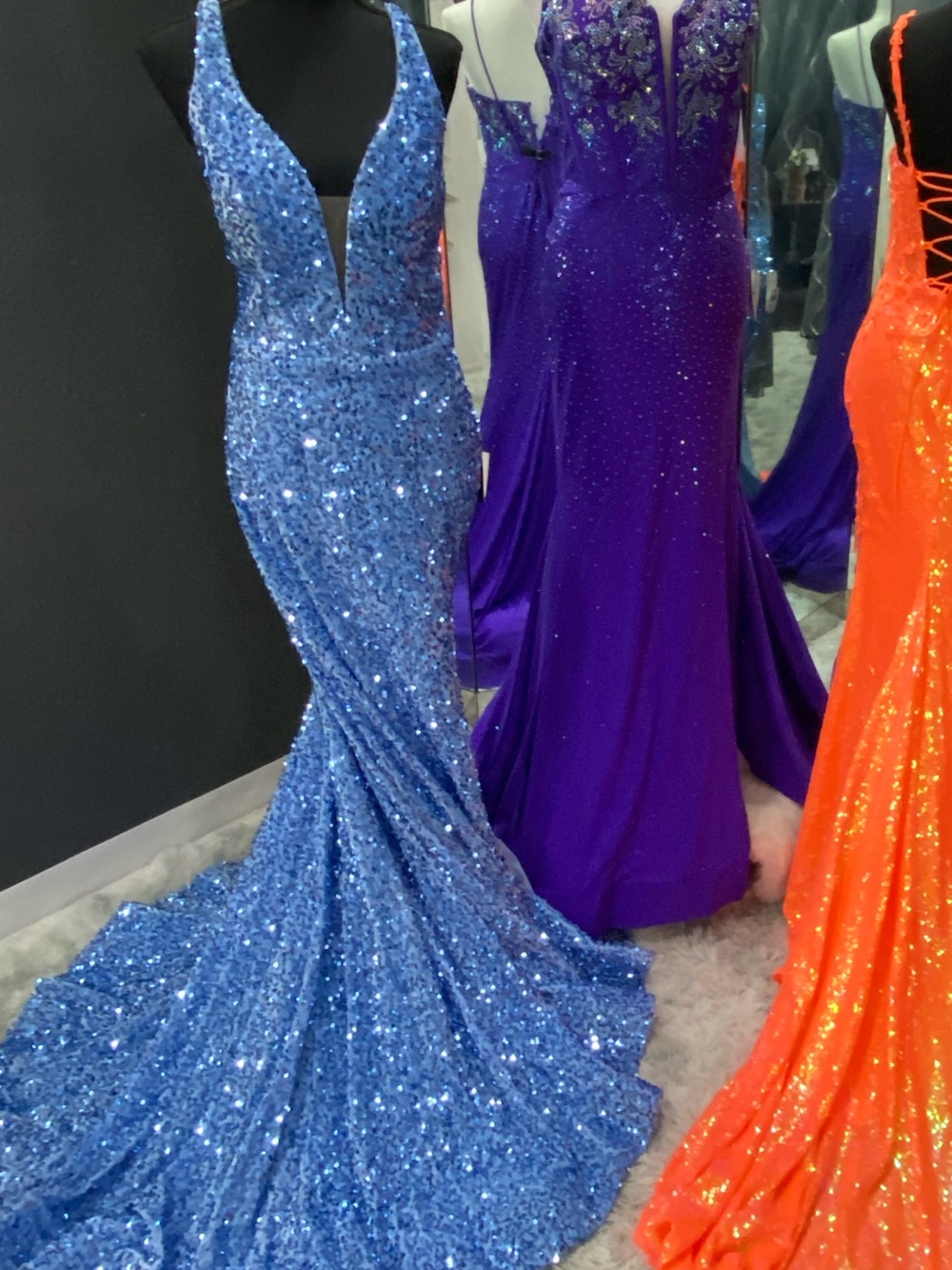 Amarra 88567 Light Blue Sequin Mermaid Evening Dress size 14
